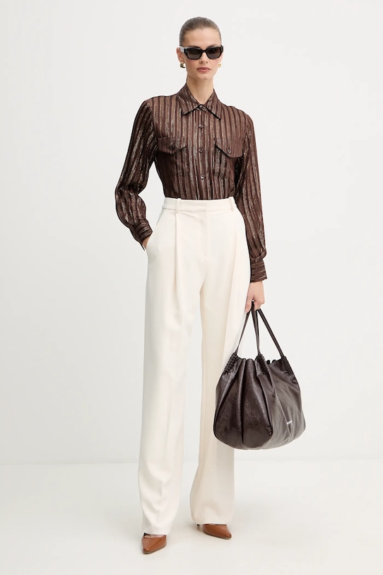 Luisa Spagnoli koszula jedwabna 542740 brązowy AW25