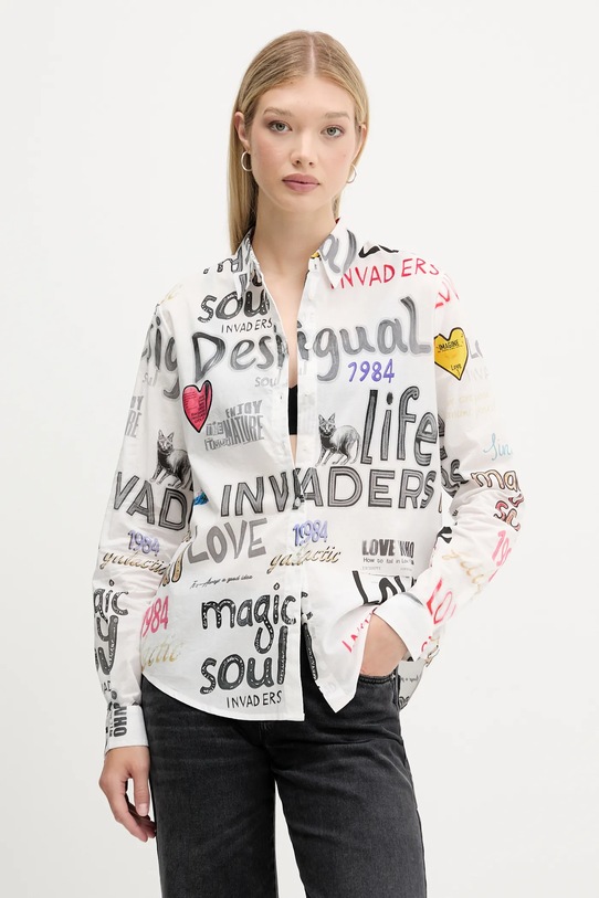 Хлопковая рубашка Desigual SOUL узор серый 25WWCW10