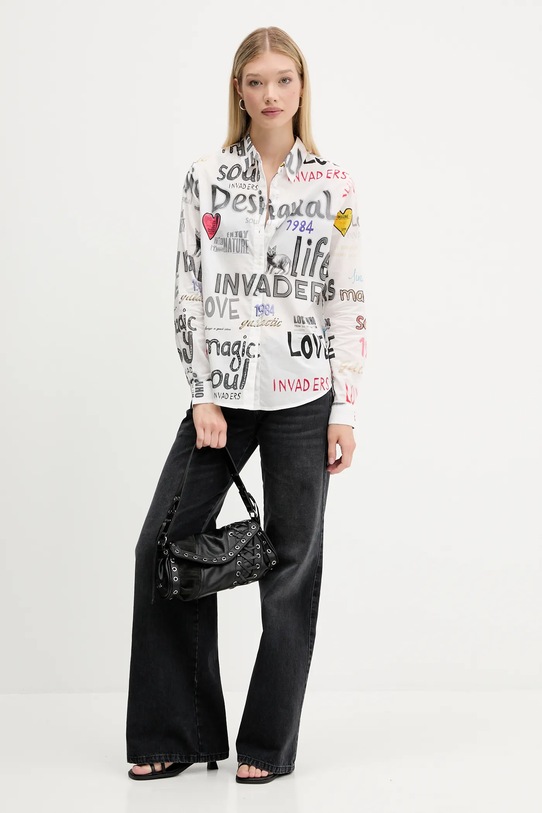 Хлопковая рубашка Desigual SOUL 25WWCW10 серый AW25