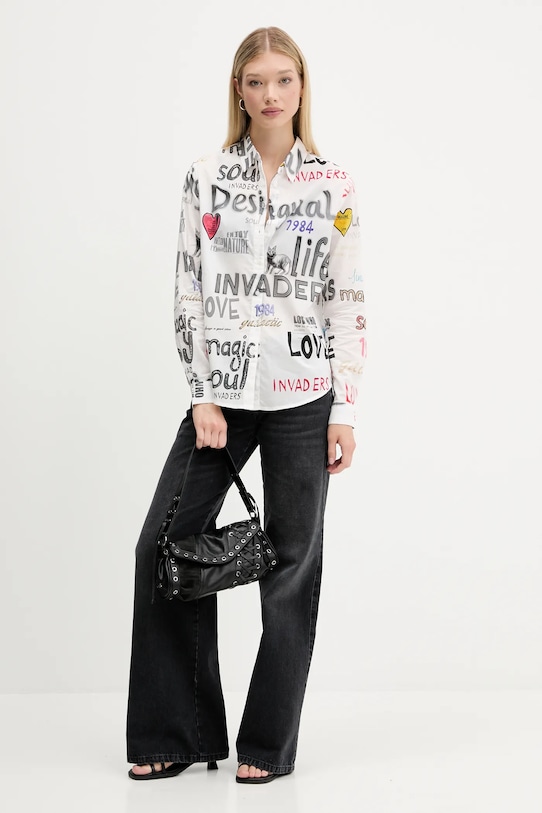 Βαμβακερό πουκάμισο Desigual SOUL 25WWCW10 γκρί AW25