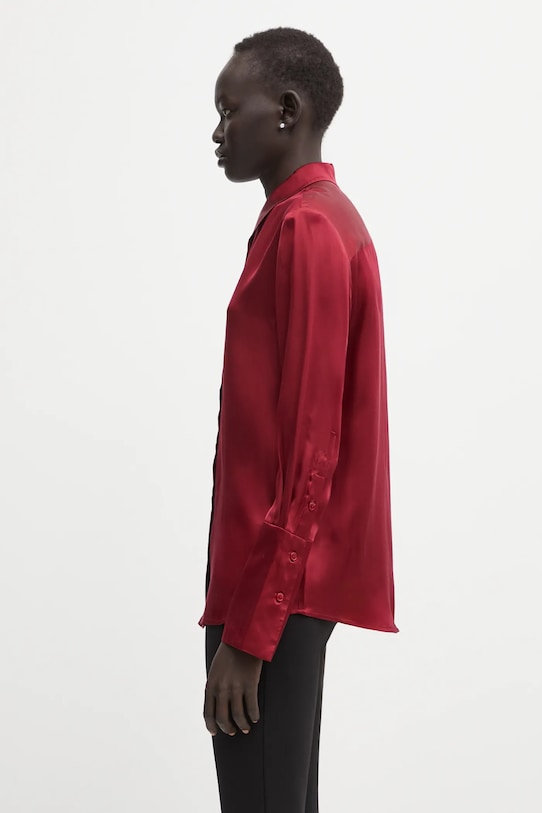 Anine Bing koszula z dodatkiem jedwabiu amanda A.07.11687 bordowy AW25