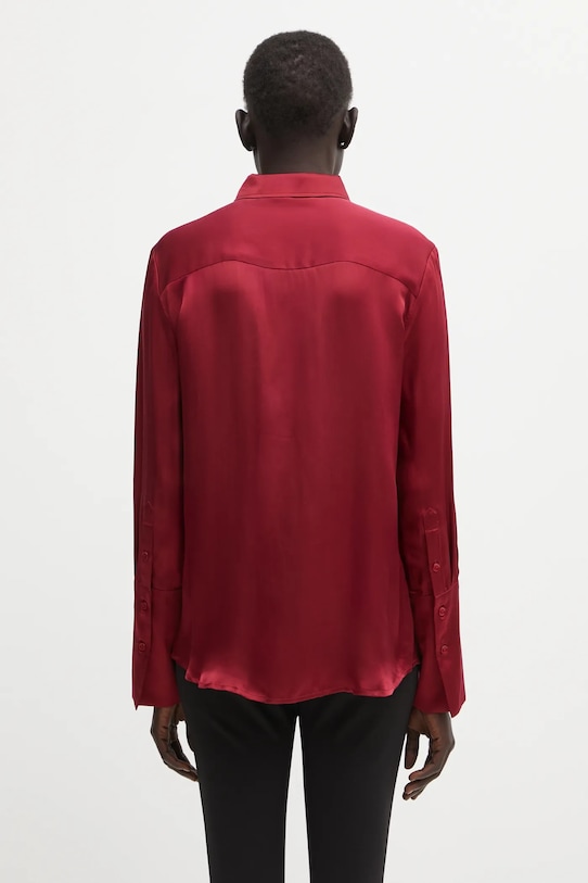 Odzież Anine Bing koszula z dodatkiem jedwabiu amanda A.07.11687 bordowy