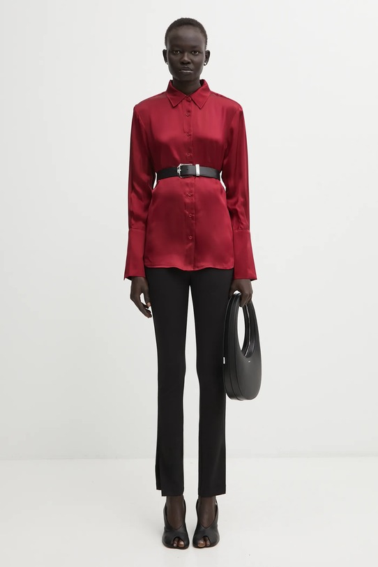 Anine Bing koszula z dodatkiem jedwabiu amanda A.07.11687 bordowy
