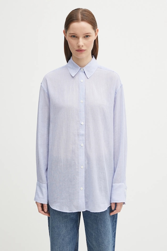 Anine Bing koszula bawełniana plaza wzorzyste niebieski A.07.11015