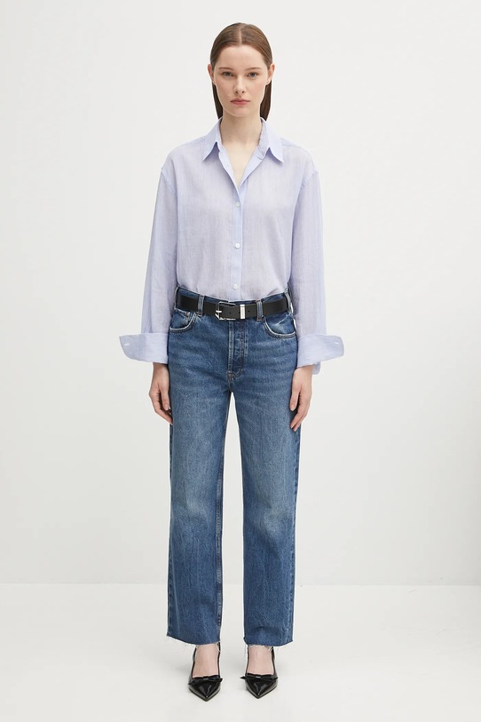 Anine Bing koszula bawełniana plaza A.07.11015 niebieski