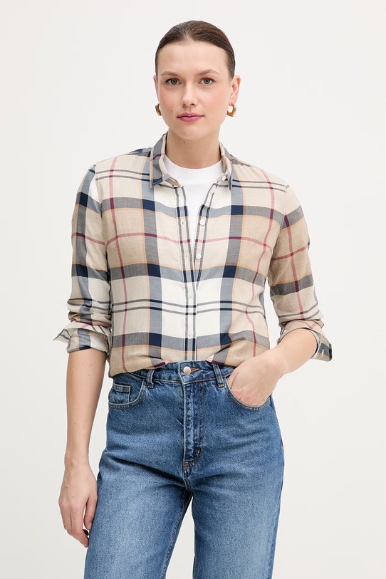 Barbour koszula bawełniana BRENDON brązowy LSH1353