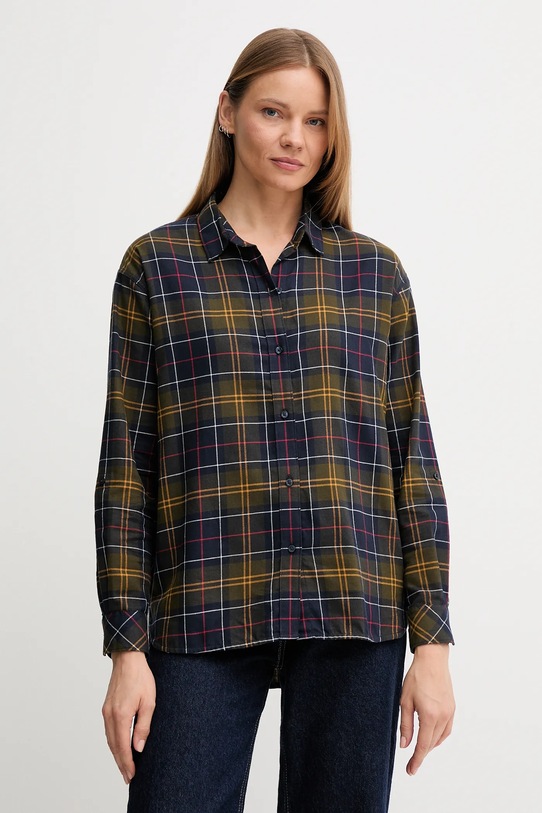 Barbour koszula bawełniana ELISHAW wzorzyste granatowy LSH1560