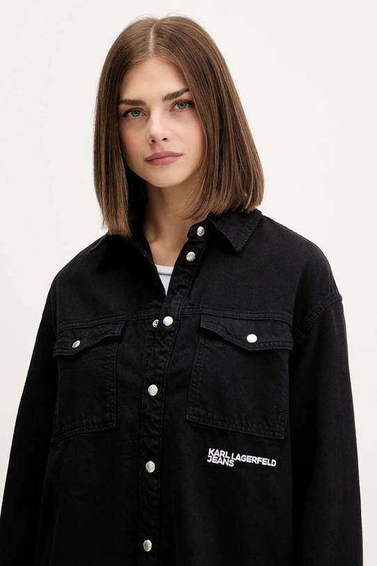 Τζιν πουκάμισο Karl Lagerfeld Jeans μαύρο A4W11033