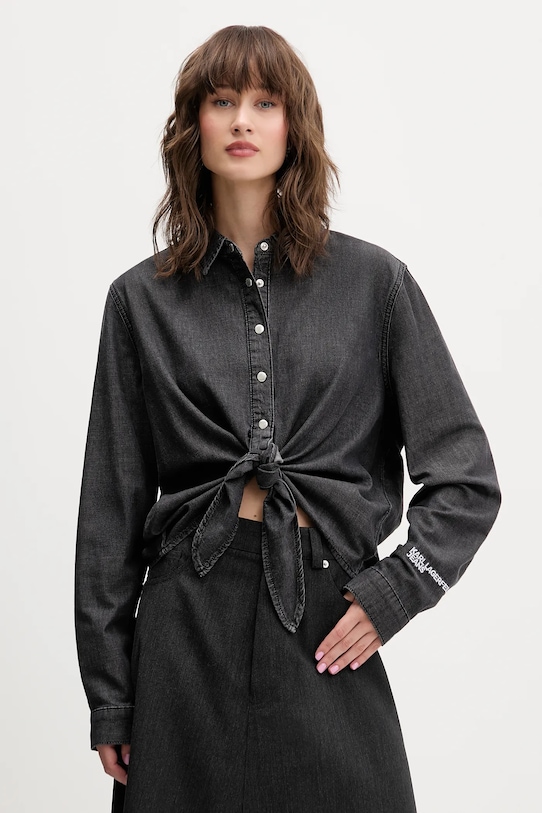 Karl Lagerfeld Jeans koszula jeansowa klasyczny szary A4W11001