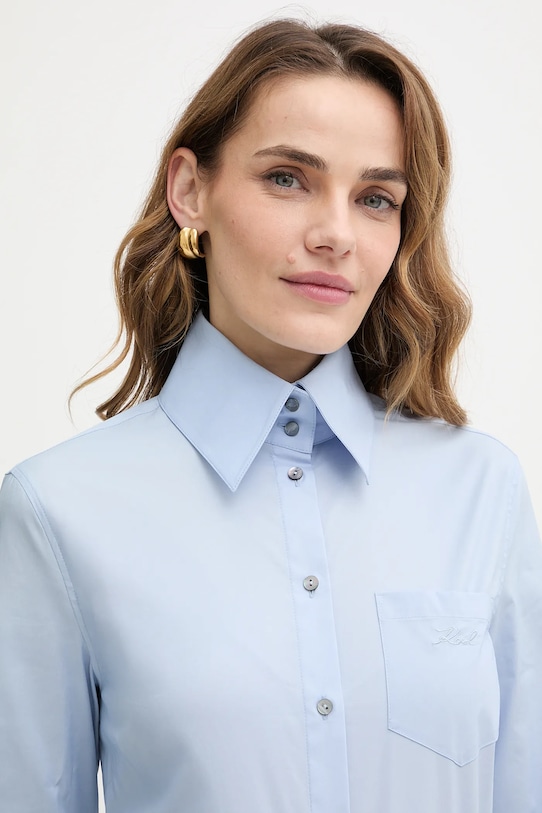 Srajca z dodatkom bombaža Karl Lagerfeld modra A4W11038