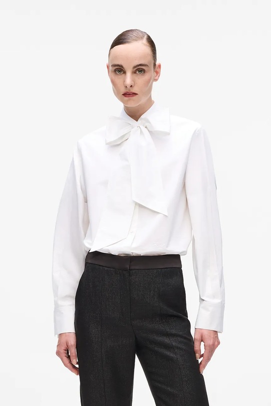 Βαμβακερό πουκάμισο Karl Lagerfeld μακρύ λευκό A4W11009