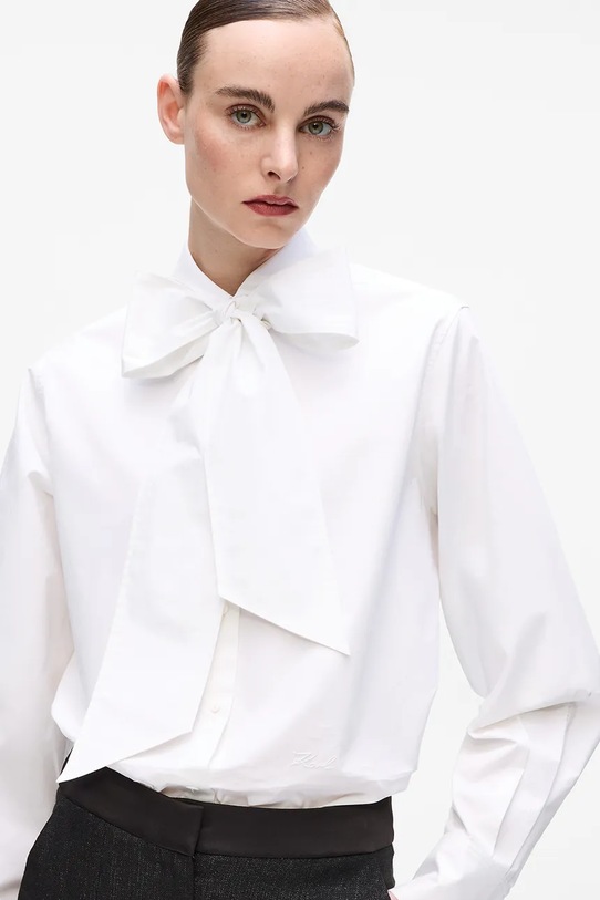 Βαμβακερό πουκάμισο Karl Lagerfeld A4W11009 λευκό AW25