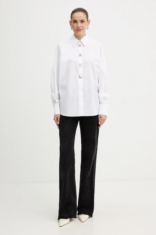 Бавовняна сорочка Karl Lagerfeld A4W11022 білий AW25