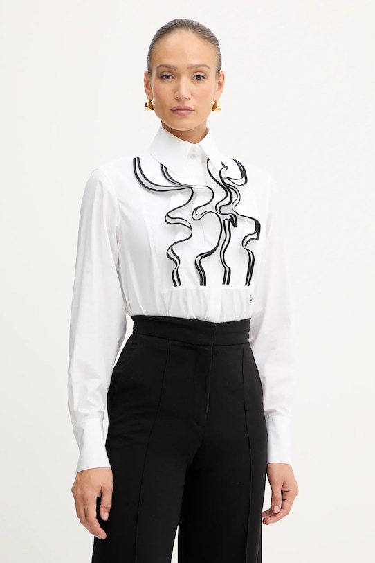 Karl Lagerfeld cămașă din bumbac lung alb A4W11015