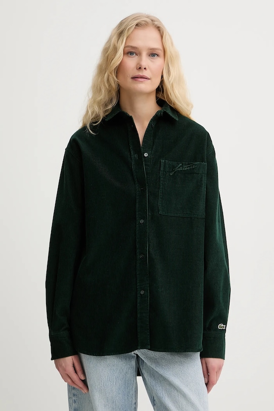 Lacoste camasa din velur lung verde CF5336