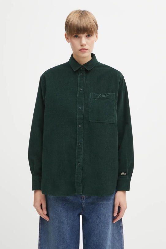 Lacoste koszula sztruksowa gładkie zielony CF5336