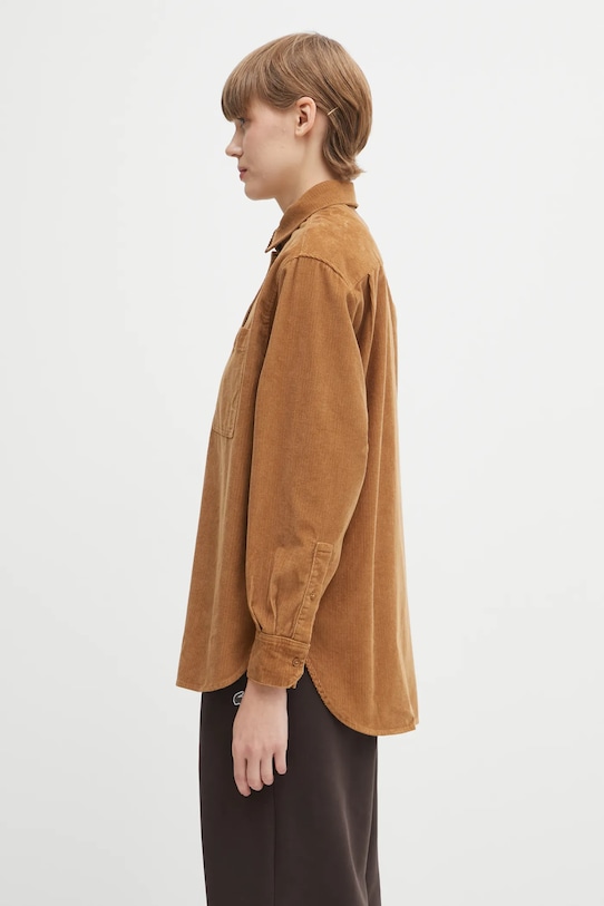 Lacoste koszula sztruksowa CF5336 brązowy AW25