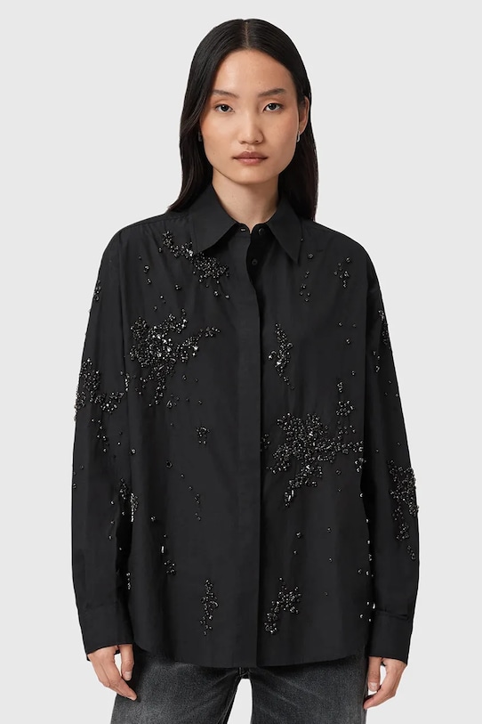 Одежда Хлопковая рубашка AllSaints GEMI W028PD чёрный