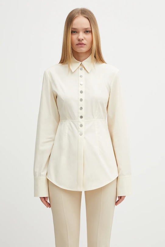 Sportmax koszula bawełniana AZOTO gładkie beżowy 2522196071600