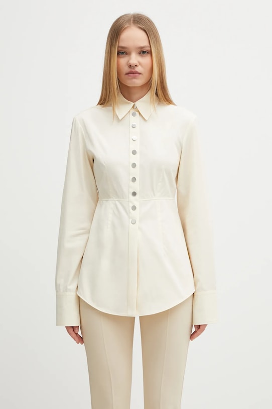 Sportmax koszula bawełniana AZOTO gładkie beżowy 2522196071600