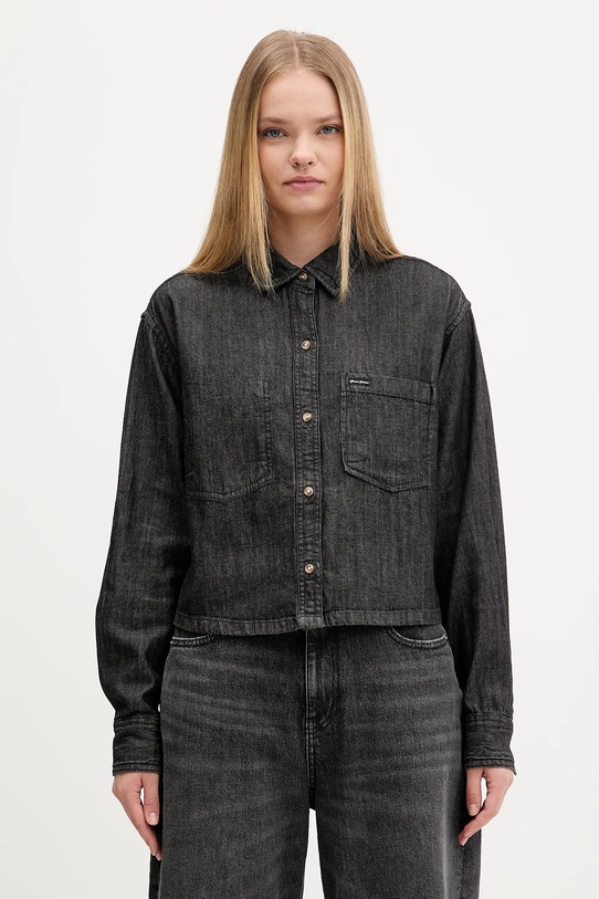 Guess Jeans koszula bawełniana bawełna czarny W5BH0D.D6161