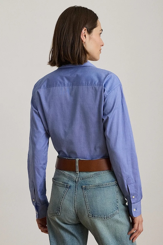 Lauren Ralph Lauren cămașă din bumbac 200979855 albastru AW25