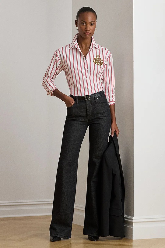 Одежда Хлопковая рубашка Lauren Ralph Lauren 200979991 розовый