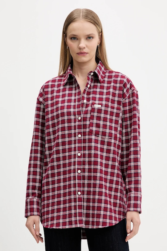 Хлопковая рубашка Guess Jeans узор бордо W5BH40.WGMH1