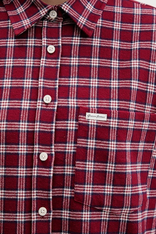 Хлопковая рубашка Guess Jeans бордо W5BH40.WGMH1