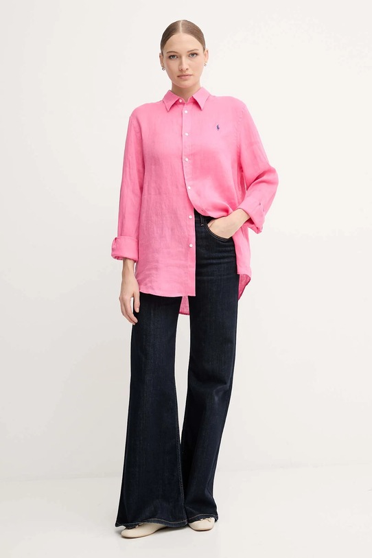 Polo Ralph Lauren koszula lniana 211970731 różowy AW25