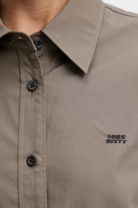Miss Sixty koszula z domieszką jedwabiu 6S3XJ5300B brązowy