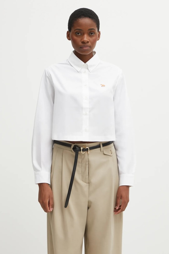 Maison Kitsuné cotton shirt Baby Fox Cropped cotton white PW00405WC0026