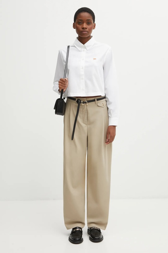 Maison Kitsuné cotton shirt Baby Fox Cropped PW00405WC0026 white