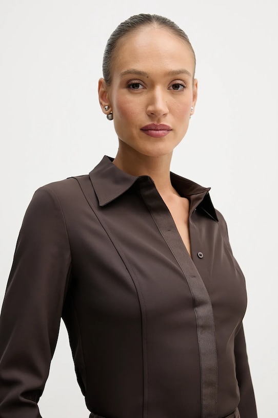 Košeľa Sisley hnedá 5SLFLQ0A0