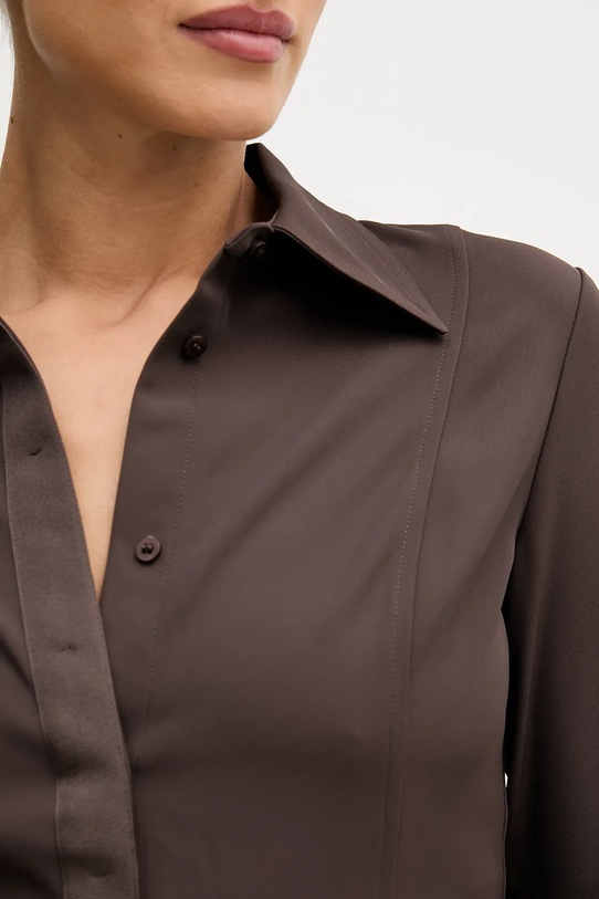 Košeľa Sisley 5SLFLQ0A0 hnedá