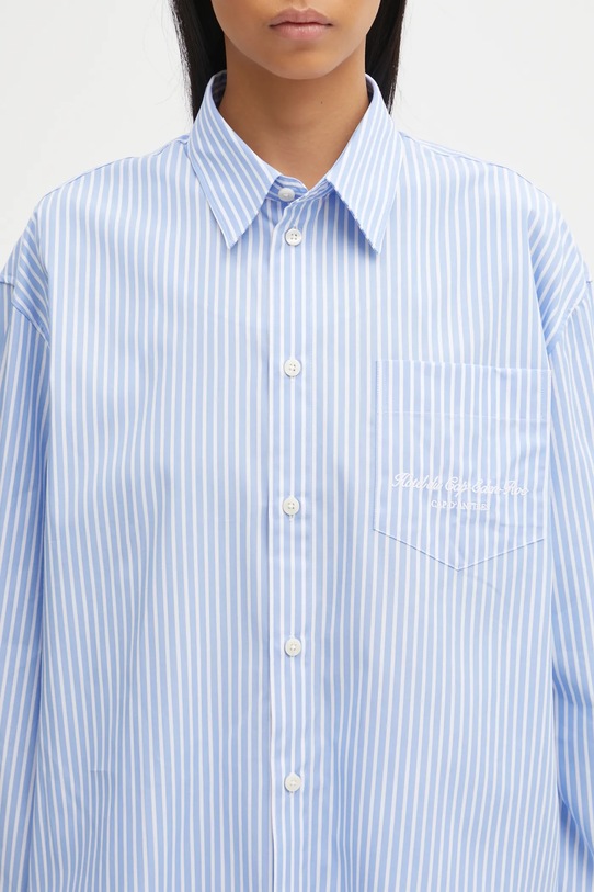 Sporty & Rich camicia in cotone Eden Script Oversized blu SI00760673ST61