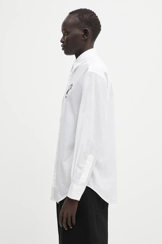 Πουκάμισο με μείγμα από λινό A Bathing Ape College 001SHL302002L λευκό AW25