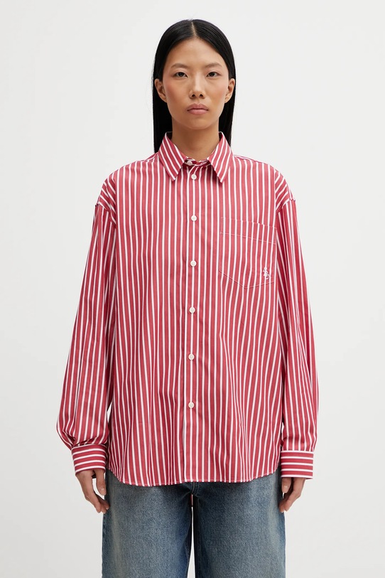 Sporty & Rich koszula bawełniana SRC Oversized casual czerwony SI00663302RE36