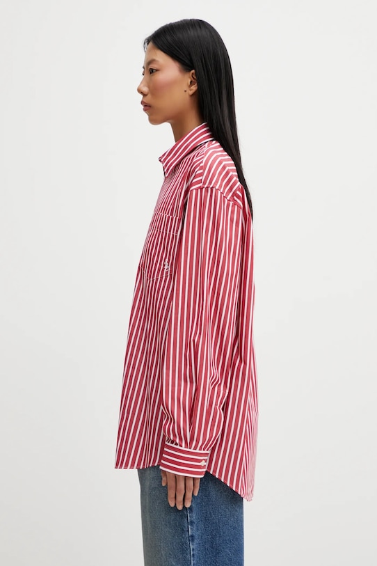 Sporty & Rich koszula bawełniana SRC Oversized SI00663302RE36 czerwony AW25