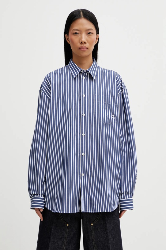 Sporty & Rich koszula bawełniana SRC Oversized casual granatowy SI00663302ST09