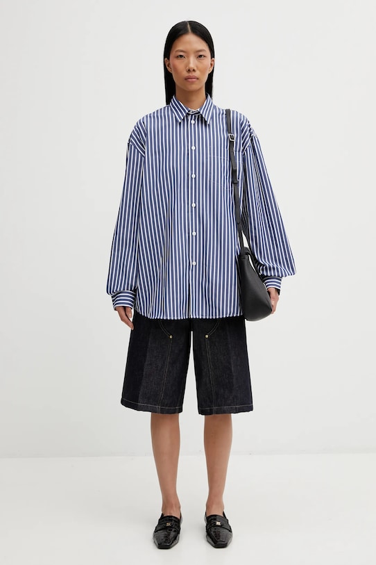 Sporty & Rich koszula bawełniana SRC Oversized SI00663302ST09 granatowy