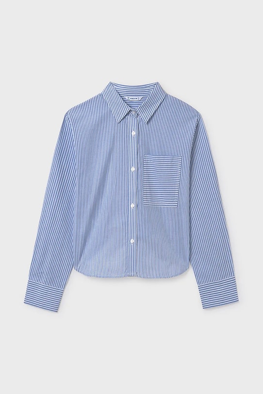 Mayoral koszula bawełniana dziecięca 7197.8G.Junior.9BYA niebieski AW25