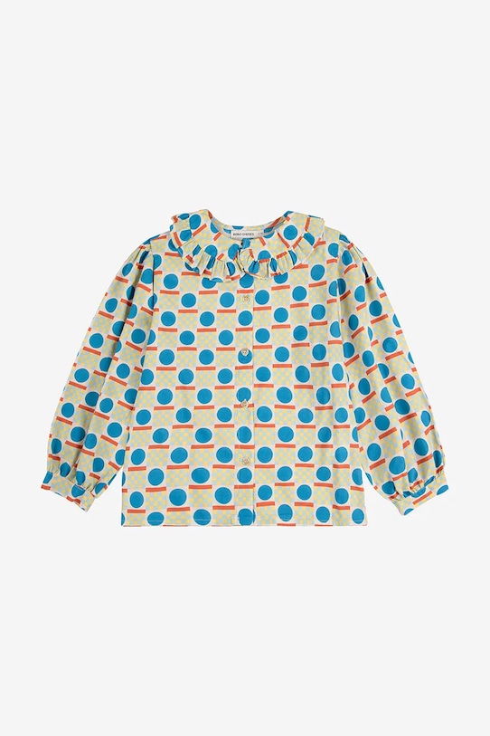 Bobo Choses cămașă de bumbac pentru copii Geometric Scacs 225AC054 verde AW25