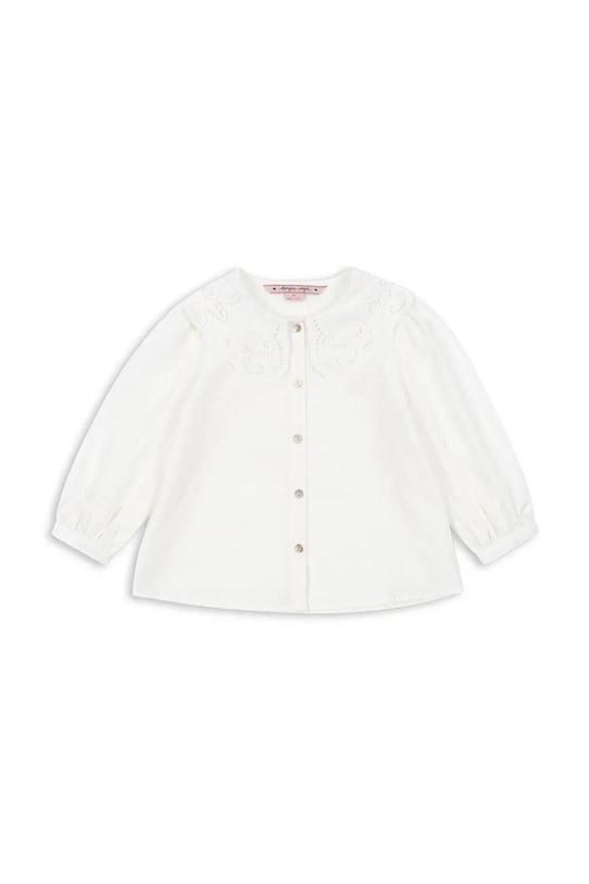Konges Sløjd cămașă de bumbac pentru copii RILO COLLAR SHIRT GOTS lung alb KS103966.9BYA