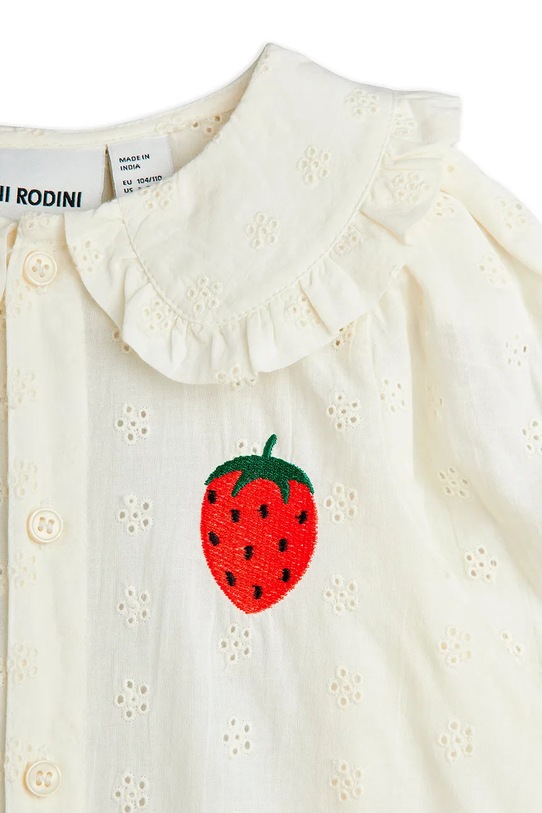 Mini Rodini cămașă de bumbac pentru copii Strawberry alb 25720127