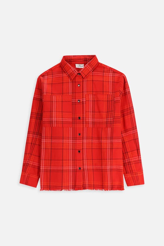 Dětská bavlněná košile Coccodrillo kárový červená ZC5140101AGJ