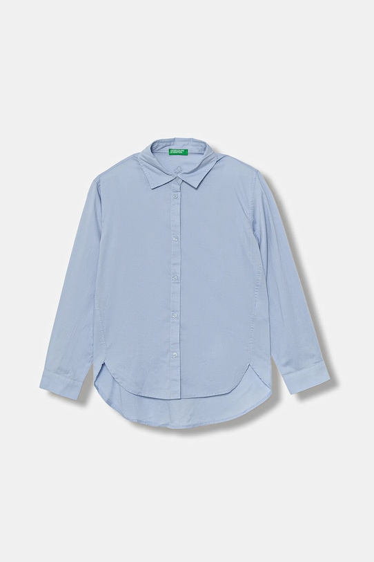 Παιδικό βαμβακερό πουκάμισο United Colors of Benetton μακρύ μπλε 5EW7CQ04A.G.seasonal