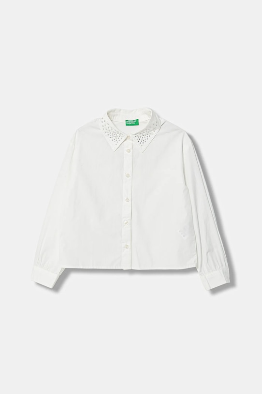 United Colors of Benetton koszula bawełniana dziecięca długi biały 5EW7CQ04L.G.Seasonal