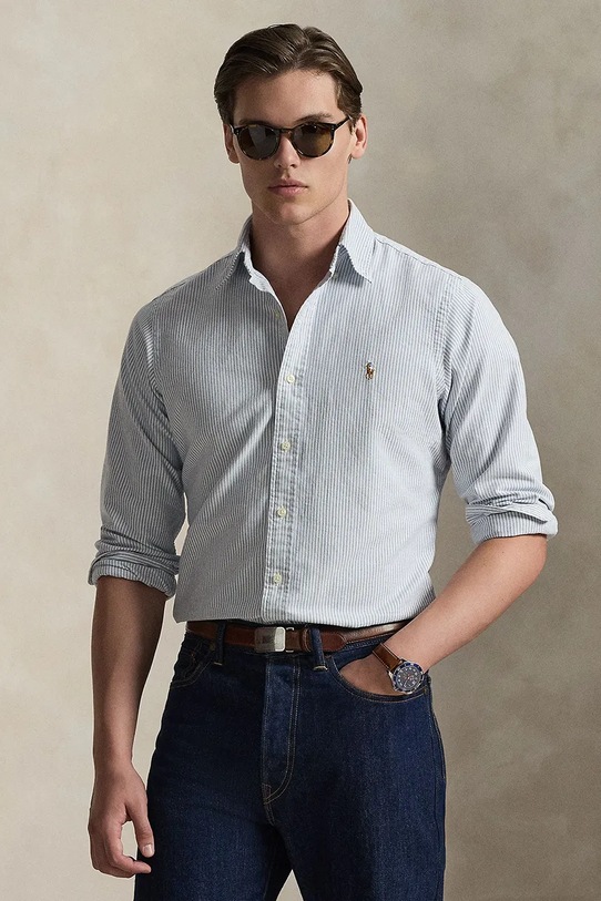 Polo Ralph Lauren camicia in cotone semplice blu 710953704