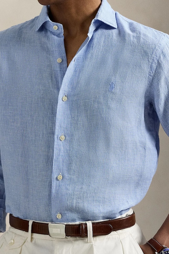 Сорочка з льону Polo Ralph Lauren блакитний 710968971